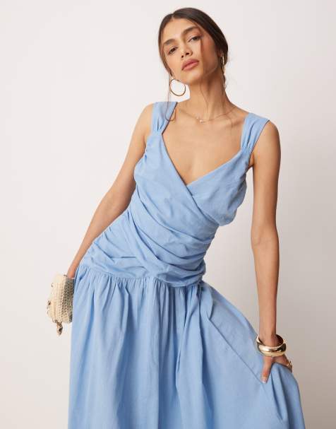 dusty green bridesmaid dresses Wedtrend Women Light Dress A Line Deep V Neck Sage Wedding Guest Party Dress with Half Sleeves, satin color / US12 Size CN/US:1X / 16W A bit thin LoveShackFancy Vespa Dress in formal dresses outfits