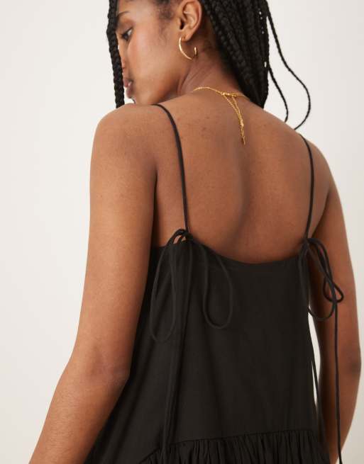 ASOS DESIGN dropped waist maxi dress in black