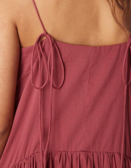 ASOS DESIGN dropped waist maxi dress in burgundy