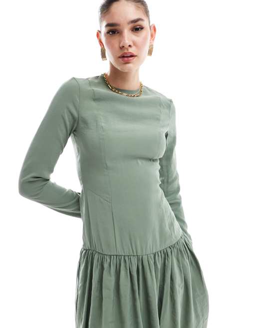 sachin and babi light blue dress Madden NYC Women's Drop Waist Dress with Long Sleeves, Sizes XXS-XXL main image 0