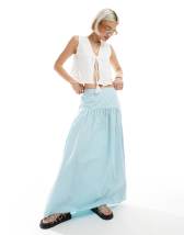 ASOS DESIGN drop waist maxi skirt in yellow