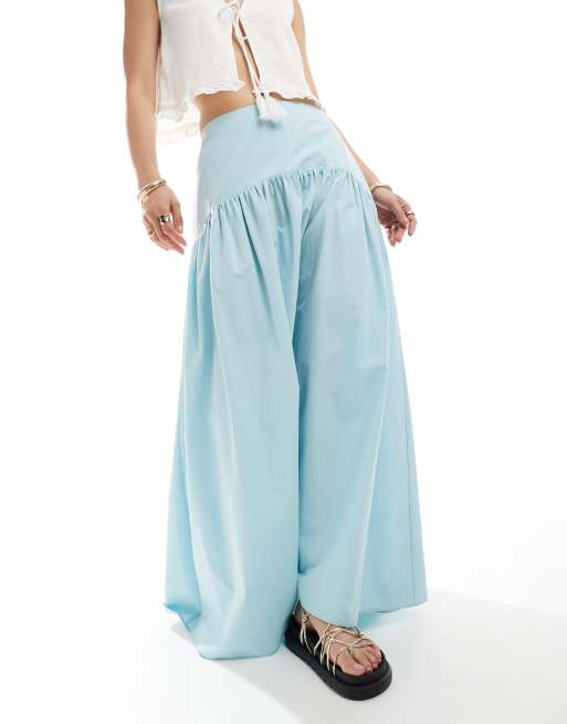 ASOS DESIGN - Maxirok met verlaagde taille in blauw