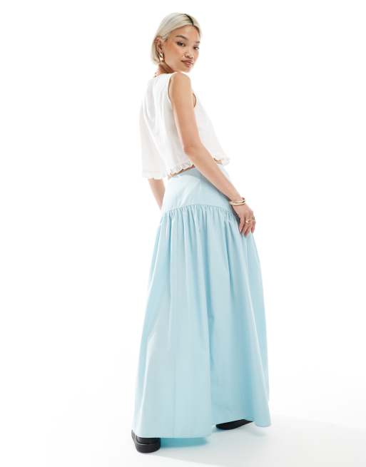 ASOS DESIGN - Maxirok met verlaagde taille in blauw