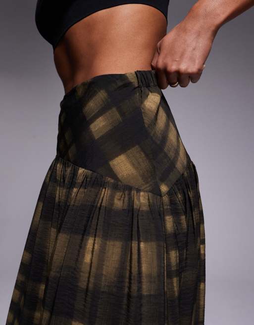 ASOS DESIGN dropped waist maxi skirt in blurred check