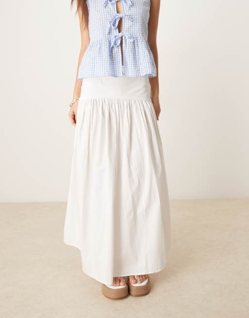 ASOS DESIGN dropped waist maxi skirt in white
