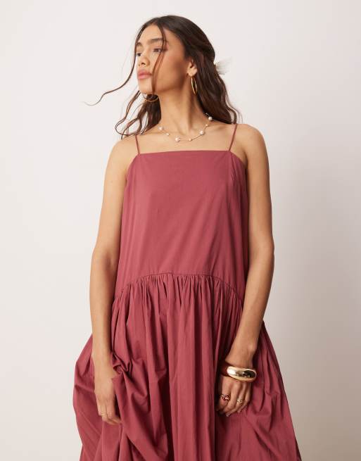 ASOS DESIGN dropped waist maxi sundress in dusky pink, 2 of 4