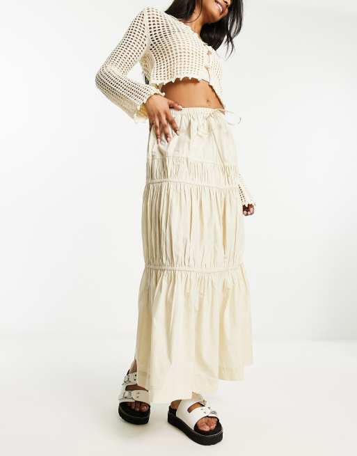 Stone High Waist Drawstring Midi Skirt