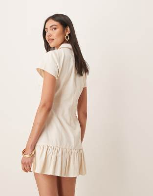 Shop Asos Design Dropped Waist Mini Shirt Dress