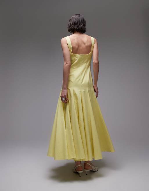 ASOS DESIGN dropped waist paneled maxi dress in lemon