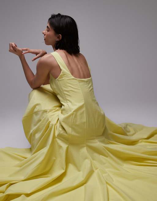 ASOS DESIGN dropped waist paneled maxi dress in lemon