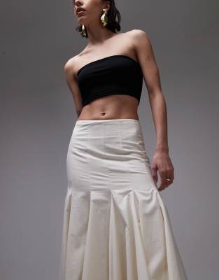 Asos Design Dropped Waist Paneled Maxi Skirt In White