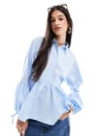 [ASOS DESIGN] ASOS DESIGN dropped waist peplum shirt in light blue 4 Light Blue