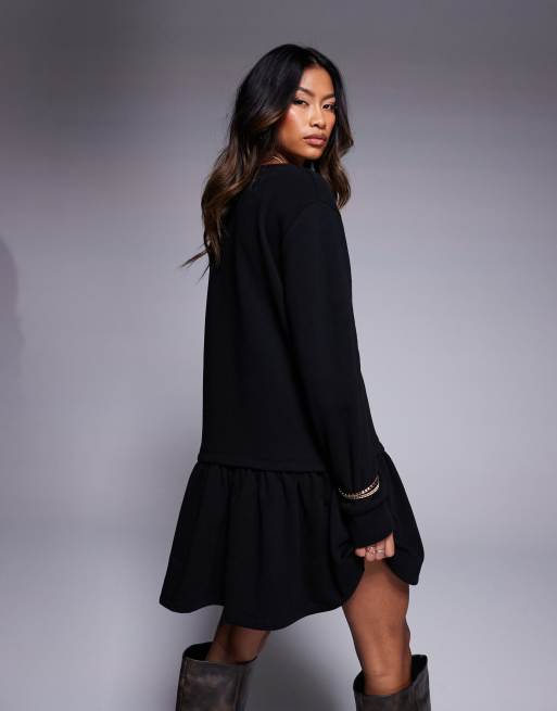【関税込】PhaseEight ワンピース☆Willow Shirt Dress, Black/M ASOS DESIGN dropped waist sweatshirt dress in black | ASOS