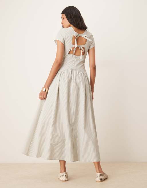 ASOS DESIGN dropped waist T-shirt maxi dress in stripe print