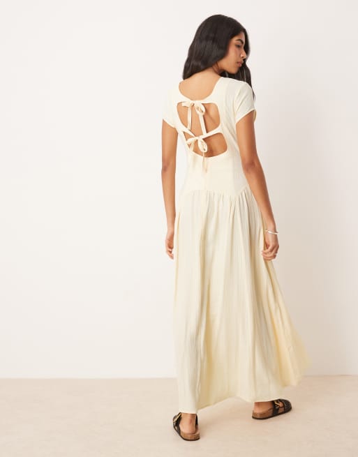 ASOS DESIGN dropped waist T-shirt maxi dress in stripe print