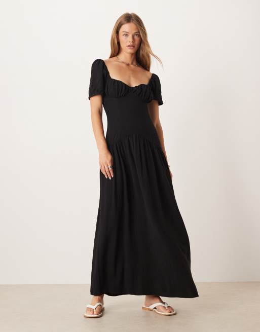 ASOS DESIGN dropped waist tea dress in black, 2 of 4