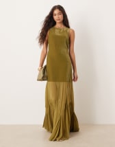 Daska cape maxi dress in chocolate brown