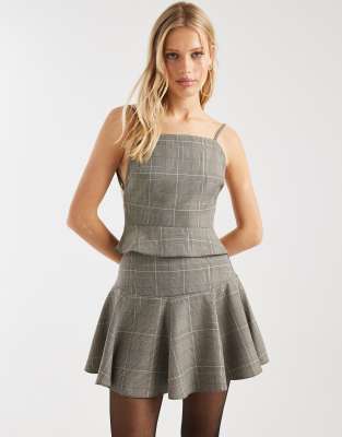 Asos Design Dropped Waist Volume Co-ord Midi Skirt In Gray
