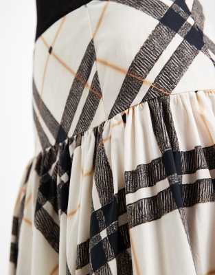 Asos Design Dropped Waist Volume Midi Skirt In Multi