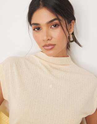 Asos Design Dry Handle Ribbed Grown On Neck Tee In White