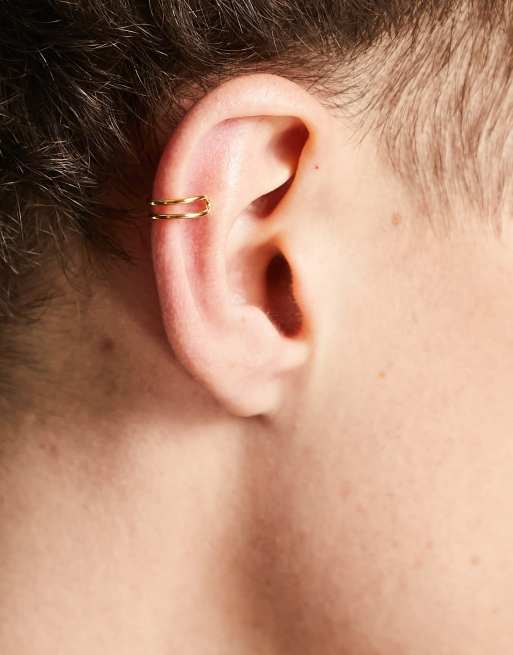 ASOS DESIGN - Dubbele oorcuff van sterling zilver verguld met 14k goud, 4 van 4