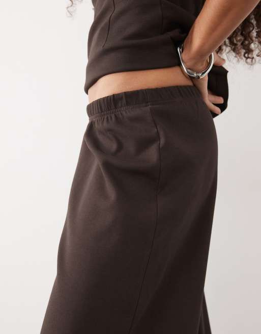 ASOS DESIGN - Dubbelgebreide broek met wijde pijpen in chocoladebruin, deel van co-ord set, 3 van 5