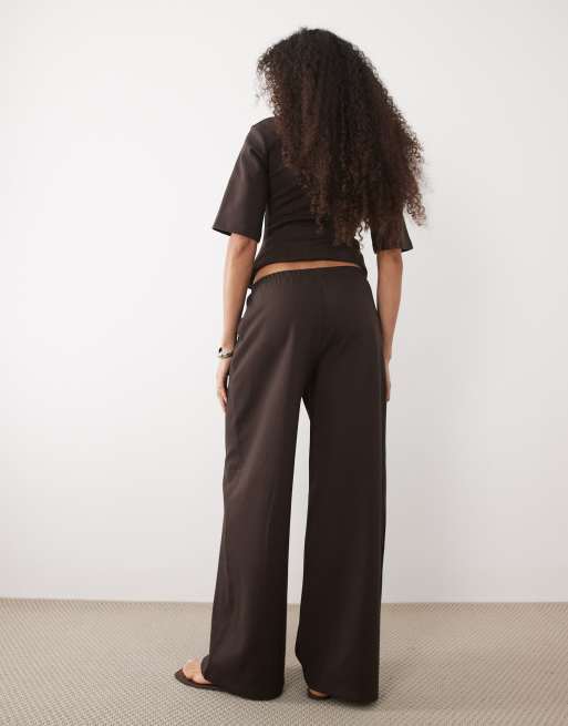 ASOS DESIGN - Dubbelgebreide broek met wijde pijpen in chocoladebruin, deel van co-ord set, 5 van 5