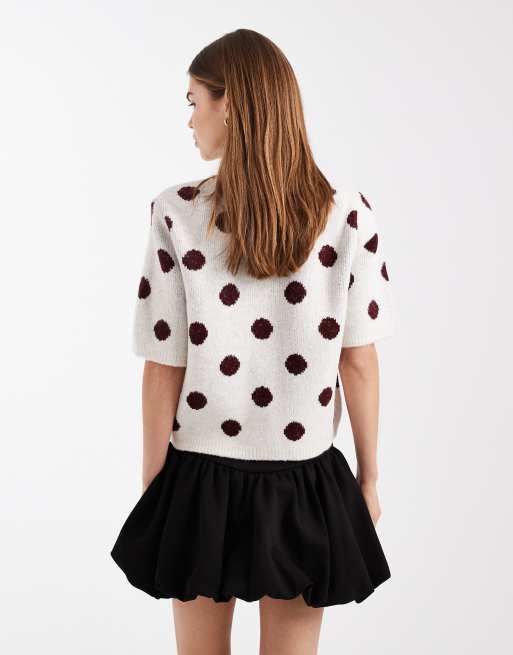 ASOS DESIGN - Dubbelgebreide mini pofrok in zwart, 4 van 5
