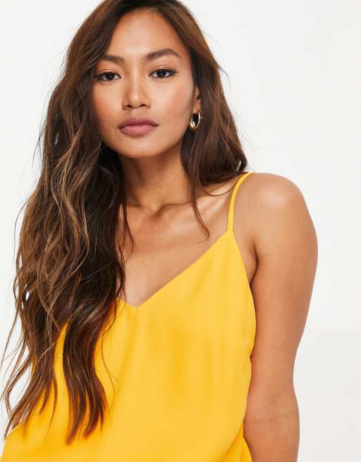 ASOS DESIGN - Dubbellaagse cami met V-hals in oranje, 2 van 4