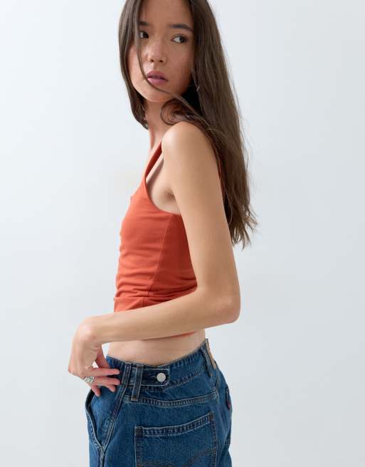 ASOS DESIGN dubbellaagse top met vierkante hals in roest, 2 van 5