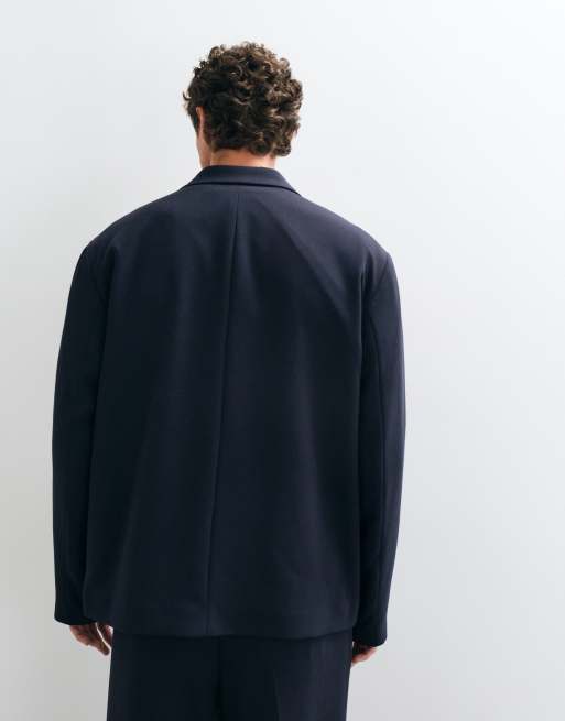 ASOS DESIGN dubbelrijs overslag stretch colbert in donkerblauw, 5 van 5