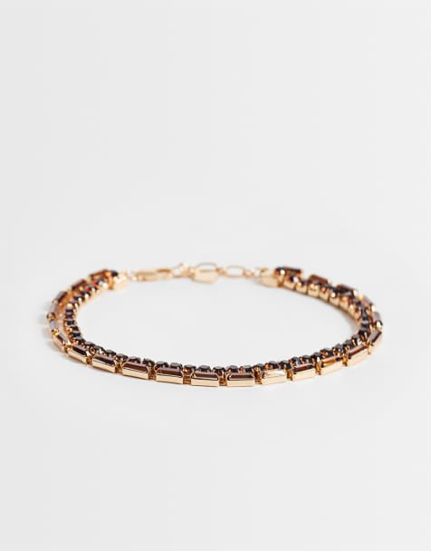 ASOS DESIGN dubbelt fotlänk med bärnstensfärgad kristallcupchain - view 1