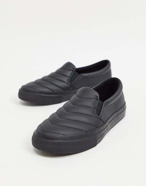 ASOS DESIGN Duchy leather padded trainers in black