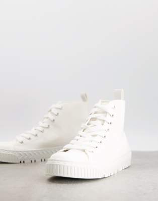 ASOS DESIGN Dudley high top sneakers in white