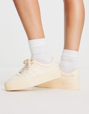 ASOS DESIGN Duet flatform lace up sneakers in white