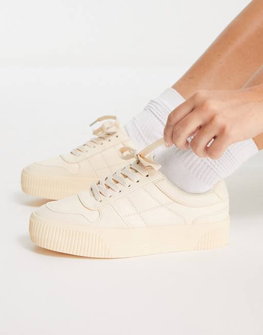 ASOS DESIGN Duet flatform lace up sneakers in beige drench