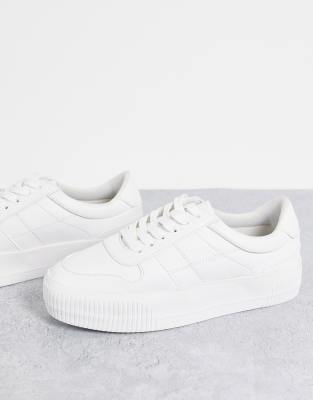 Shop Asos Design Duet Flatform Lace Up Sneakers In White