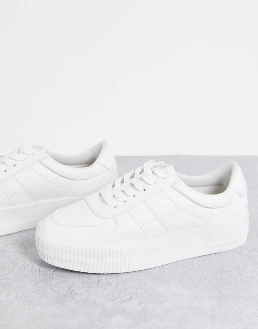 ASOS DESIGN Wide Fit Duet flatform lace up sneakers in white