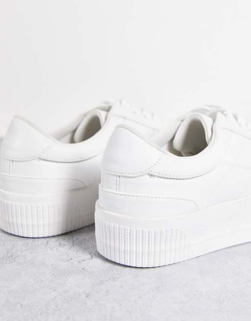 ASOS DESIGN Duet flatform lace up sneakers in white