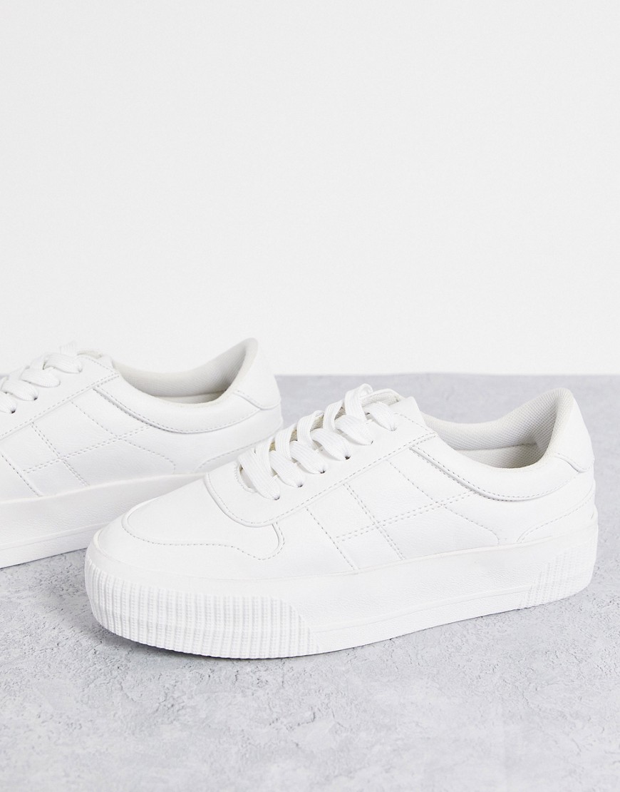 ASOS DESIGN Duet flatform lace up trainers in white
