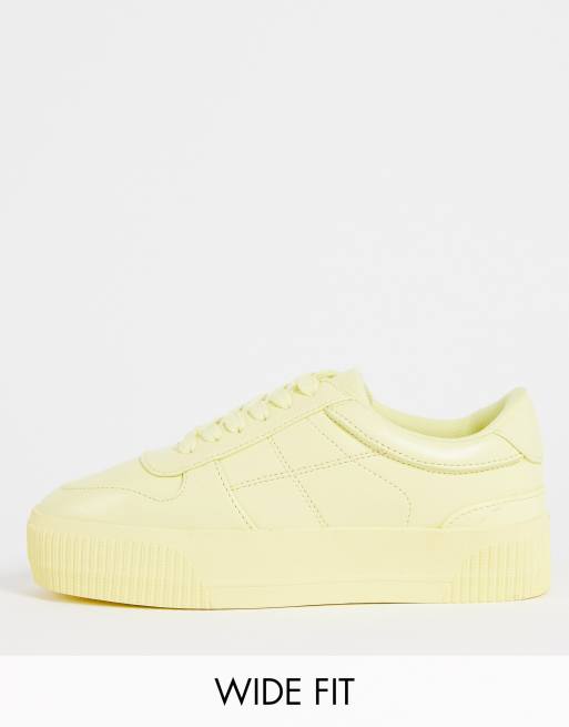 ASOS DESIGN - Duet - Sneakers met veters, brede pasvorm en plateauzool in geel