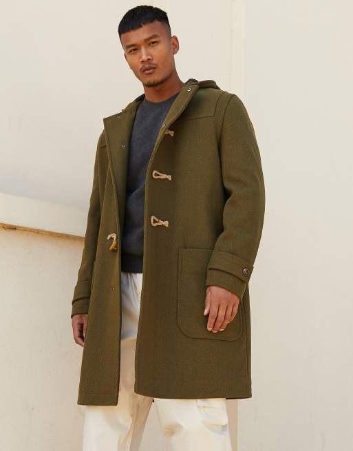 ASOS DESIGN duffle coat in khaki