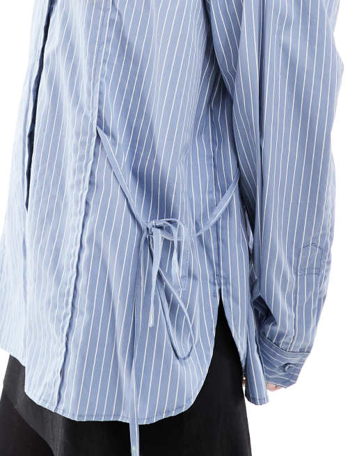 ASOS DESIGN – Długa koszula z wiązaniami po bokach i wzorem w paski, 3 z 4