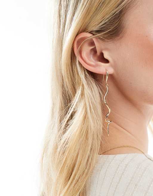 ASOS DESIGN – Długie kolczyki w kształcie spiralek w kolorze złota