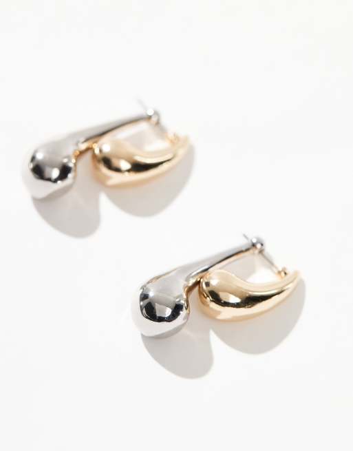 ASOS DESIGN – Długie kolczyki z różnych metali z efektem stopienia, 2 z 4
