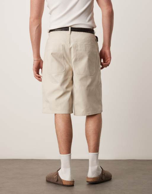 ASOS DESIGN – Długie płócienne szorty w szarobeżowym kolorze, 4 z 5