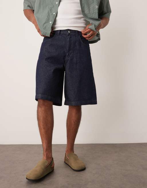ASOS DESIGN – Długie szerokie szorty jeansowe w kolorze granatowym, 3 z 5