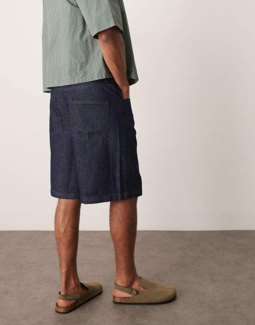 ASOS DESIGN – Długie szerokie szorty jeansowe w kolorze granatowym, 5 z 5