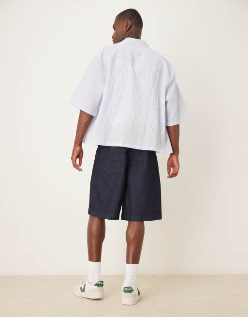 ASOS DESIGN – Długie szerokie szorty jeansowe w kolorze granatowym, 3 z 5