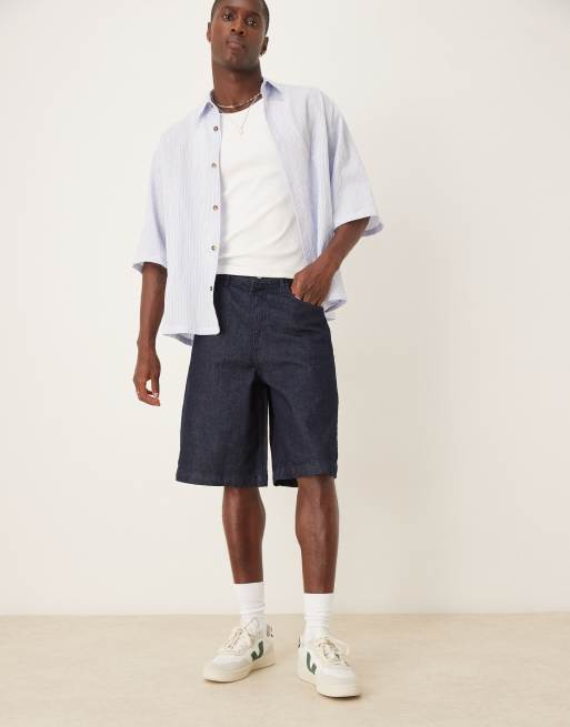ASOS DESIGN – Długie szerokie szorty jeansowe w kolorze granatowym, 4 z 5